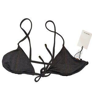 NWT Tropic of C Solstice Black Denim Swim Bikini Top Women's X-Small XS